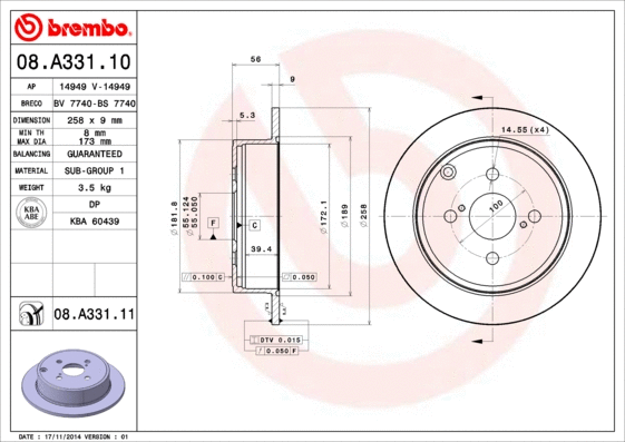 BREMBO 08A33110