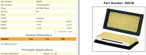 WIX FILTERS 49038